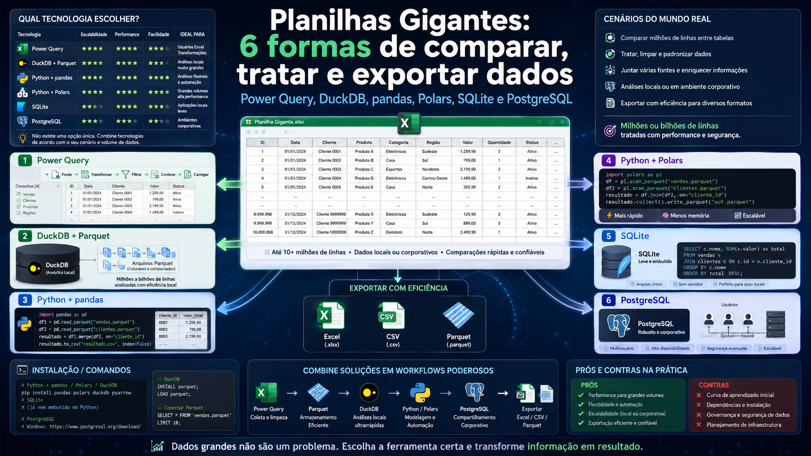 Planilhas gigantes sem travar: 6 caminhos para comparar milhões de linhas